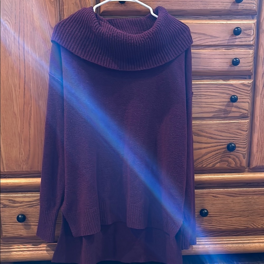 Women's Burgundy Cowl Neck Sweater